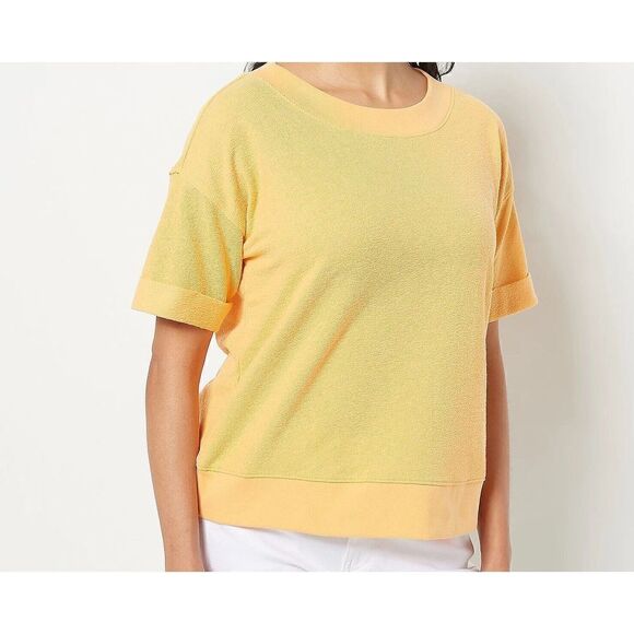 U-28 Candace Cameron Bur Short-Sleeve Heathered V-Neck Tee APRICOT sz S - Picture 1 of 1